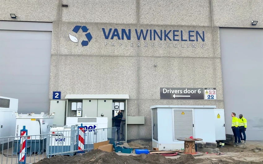 Compactstation installatie bij Van Winkelen Papierrecycling in Zoetermeer